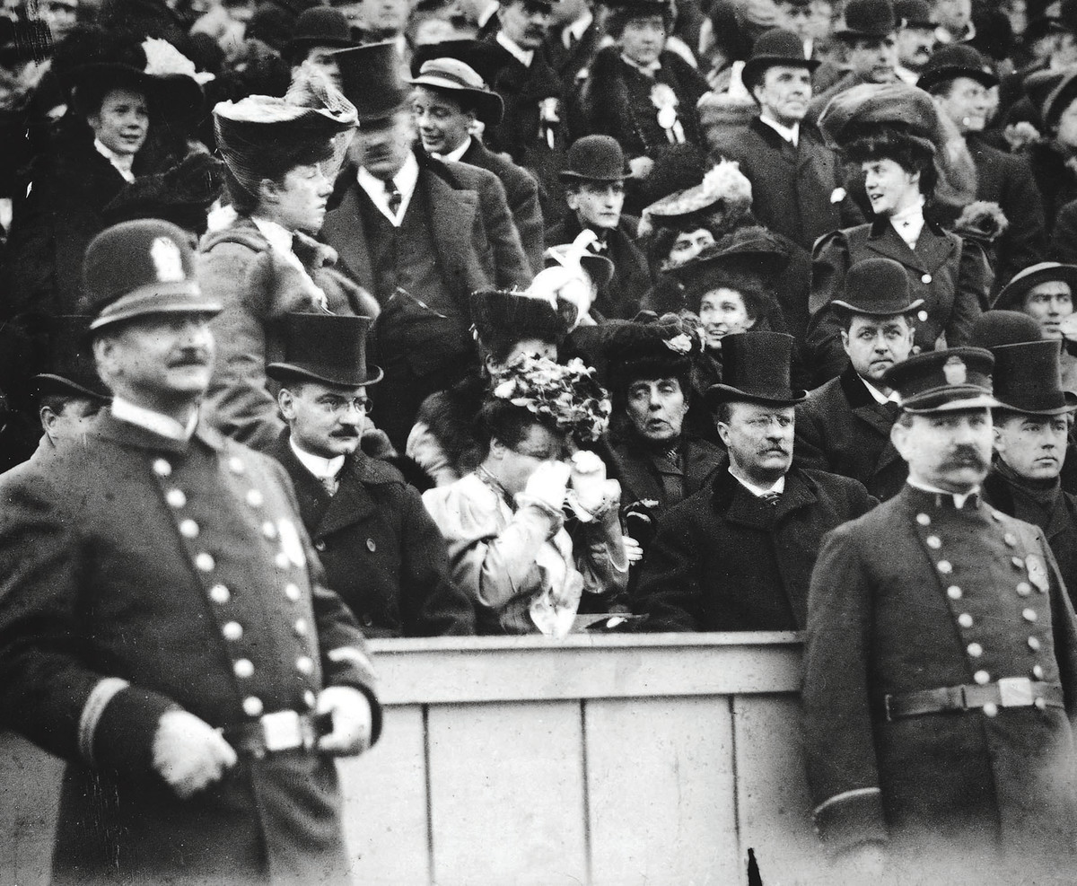 Concerned by the high number of deaths in college football, Roosevelt (at Army-Navy in 1905) prodded administrators from Harvard, Princeton and Yale into leading the reform movement that resulted in the NCAA.